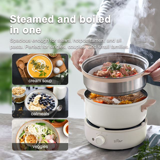 Bear Pentola elettrica con vaporiera